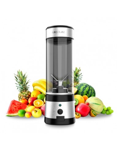 Cecotec WanderlustMix USB Batidora de Vaso Portatil - Potencia 126W - Cuchillas Recubiertas de Titanio - Color Negro y