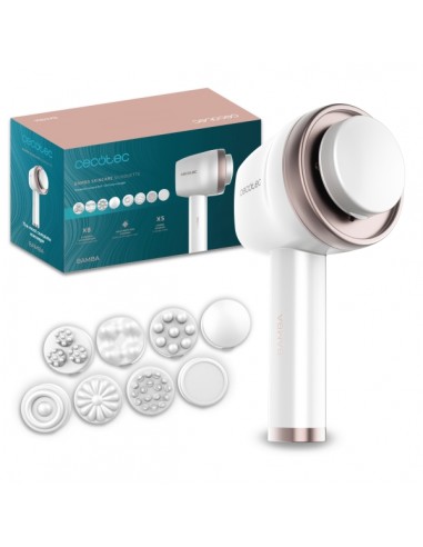 Cecotec Bamba SkinCare Push Up Masajeador Corporal Anticelulitico - 8 Cabezales Intercambiables - Malla Protectora - 5 Modos