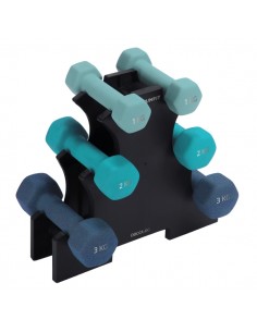 Cecotec DrumFit Dumbbell 123 Neoprene Set Set de Mancuernas de 1-2 y 3kg - Soporte Incluido - Antideslizante - Hexagonales -
