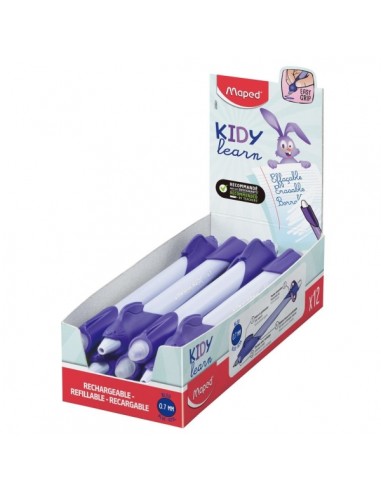Maped Kidy Lern Magic Boligrafo Borrable con Guia para Dedos - Modelo Conejo - Tinta Color Azul - Recomendado para NiÃ±os