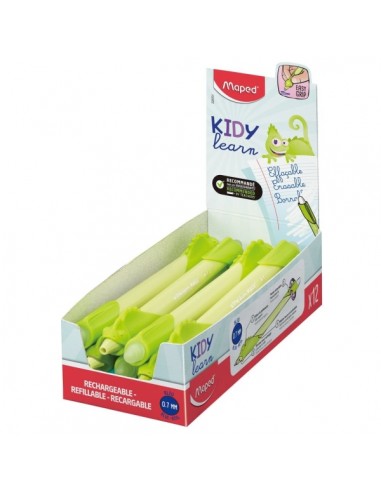 Maped Kidy Lern Magic Boligrafo Borrable con Guia para Dedos - Modelo Camaleon - Tinta Color Azul - Recomendado para NiÃ±os