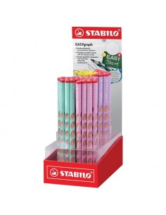 Stabilo Easygraph Pastel Expositor con 60 Lapices de Grafito - Para Uso Diestro y Zurdo - Mina HB de 3.15mm - DiseÃ±o