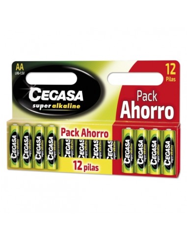 Cegasa Super Alcaline Pack de 12 Pilas LR06 AA - Alta Tecnologia - Fiabilidad - Elevado Rendimiento - Maximas Prestaciones