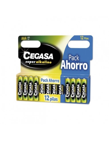 Cegasa Super Alcaline Pack de 12 Pilas LR03 AAA - Alta Tecnologia - Fiabilidad - Elevado Rendimiento - Maximas Prestaciones