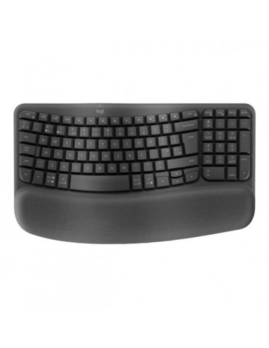 Logitech Wave Keys for Business Teclado Ergonomico Inalambrico - DiseÃ±o Ondulado con Reposamanos Acolchado â