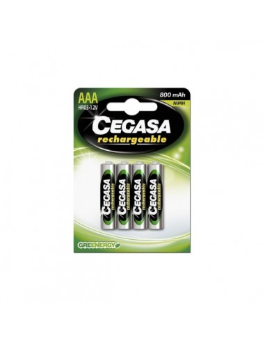 Cegasa Rechargeable Pack de 4 Pilas Recargables AAA HR03 800mAh