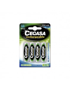 Cegasa Rechargeable Pack de 4 Pilas Recargables AA HR6 2100mAh - Tecnologia RTU