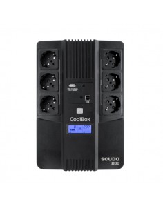 Coolbox Scudo3 SAI 800VA 480W - 6x Schukos - USB - 2x RJ45 - Proteccion Completa Frente a Picos de Tension y Cortes de