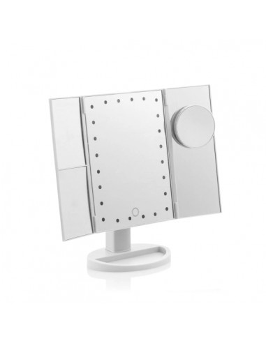 Innovagoods Ledflect Espejo de Aumento 4 en 1 - Inalambrico - Luz LED Blanca - Plegable - Soporte Desmontable - 18x29x12cm -