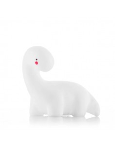 Innovagoods Lightosaurus Lampara Dinosaurio LED - Luz Quitamiedos - RGB Multicolor - Vinilo - 13x12x8cm - Color Blanco