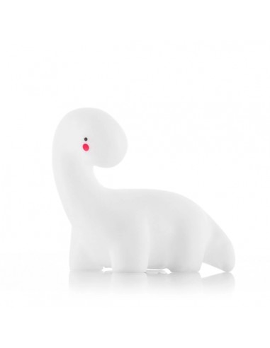 Innovagoods Lightosaurus Lampara Dinosaurio LED - Luz Quitamiedos - RGB Multicolor - Vinilo - 13x12x8cm - Color Blanco