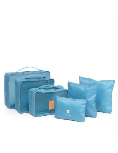 Innovagoods Luggan Pack de 6 Bolsas Organizadoras para Maletas - Resistente al Agua - Cremallera - Varios Formatos - Color