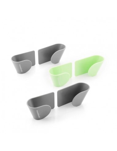 Innovagoods Smarack Pack de 6 Soportes Adhesivos para Cocina - Adhesivo Nano PU Gel - 8.5x5x4.5cm - Color Gris y Verde