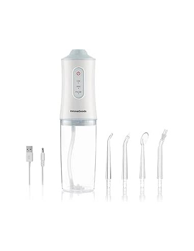 Innovagoods Denter Irrigador Dental Inalambrico - Potencia 4W - Presion 110psi - Bateria 2000mAh - Deposito de 220ml - IPX6 -