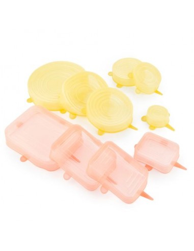 Innovagoods Lilyd Pack de 10 Tapas Ajustables y Reutilizables - Apto para Lavavajillas - Libre de BPA - Sistema Antigoteo -