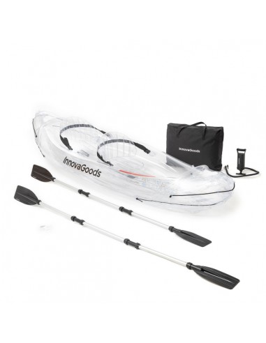Innovagoods Kayak Inflable para 2 Personas - Bomba Manual - Soporta hasta 180kg - Incluye Accesorios - Bolsa de Transporte -