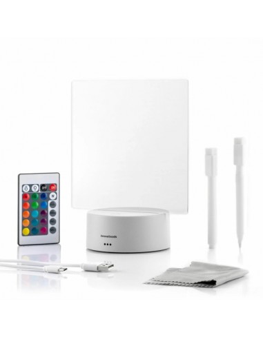 Innovagoods Lemo Tablero de Notas y Mensajes LED - Incluye Cable USB - RGB de Intesidad Regulable - Mando a Distancia -