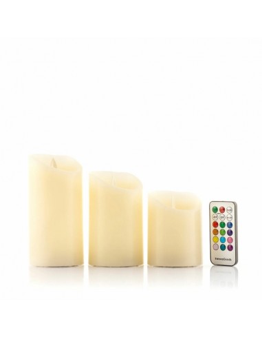 Innovagoods Lendles Pack de 3 Velas LED Multicolor - Mando a Distancia - Efecto Llama - Temporizador - Apagado Automatico -
