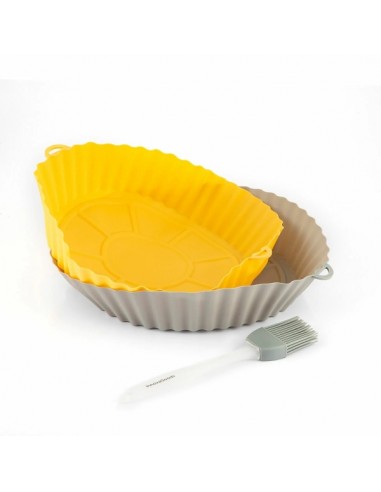 Innovagoods Mollicon Pack de 2 Cestas de Silicona para Freidoras de Aire - Antiadherente - Apto Lavavajillas - Libre de BPA -