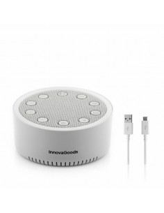 Innovagoods Slewel Maquina de Ruido Blanco - Autonomia 60min - Relajacion con Luz y Sonido - Bateria 400mAh - Antideslizante