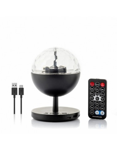 Innovagoods Istarlyt Proyector LED Recargable con Altavoz - Bluetooth - Bateria 800mAh - Mando a Distancia - Funcion Rotativa