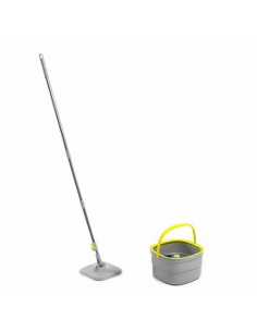 Innovagoods Selimop Fregona de Microfibra Giratoria - Cubo Separador de 2.5L con Autolimpieza - Palo Desmontable de 156cm - 2