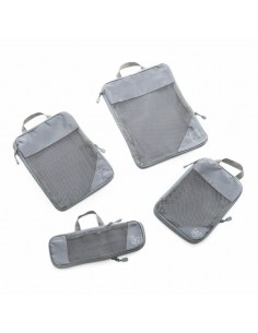 Innovagoods Compakube Pack de 4 Bolsas Organizadoras de Compresion para Maletas - Transpirable - Doble Cremallera - Varios
