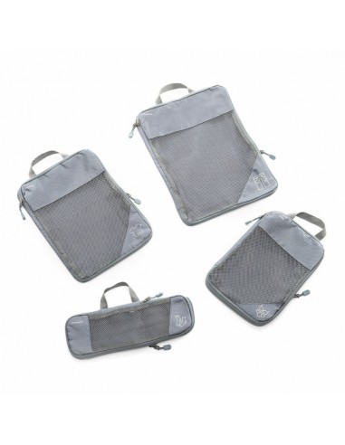 Innovagoods Compakube Pack de 4 Bolsas Organizadoras de Compresion para Maletas - Transpirable - Doble Cremallera - Varios