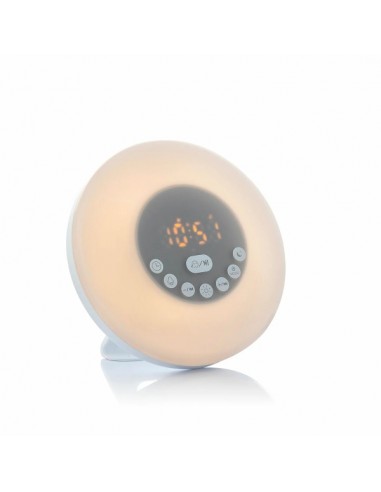 Innovagoods Sunrilk Despertador Inalambrico con Altavoz - Bluetooth - Radio Fm - Bateria 1200mAh - Cable 100cm - Pantalla LCD
