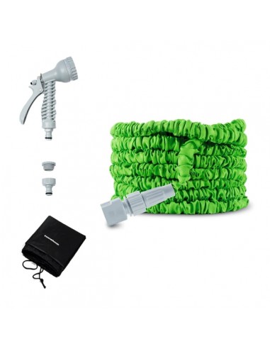 Innovagoods Hoostend Manguera de Jardin Extensible 15m - Presion hasta 8bar - Incluye Accesorios - Color Verde y Gris