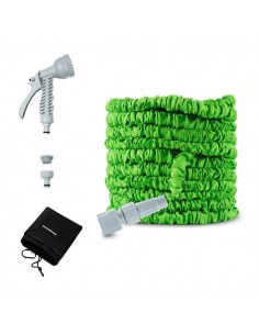 Innovagoods Hoxtend Manguera de Jardin Extensible 30m - Presion hasta 8bar - Incluye Accesorios - Color Verde y Gris