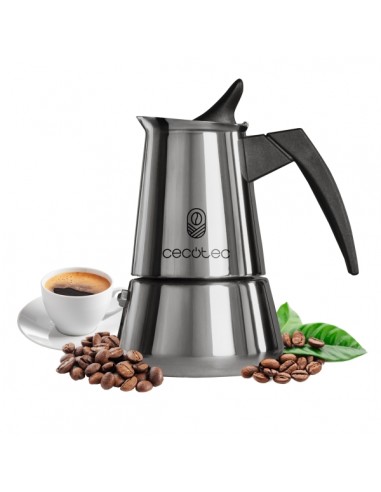 Cecotec Piccolina 200 Cafetera Italiana para 2 Tazas - Acero Inoxidable - Compatible con Induccion y Gas - Facil Limpieza y