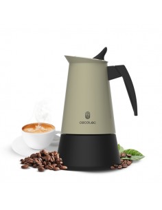 Cecotec Piccolina 400 Cafetera Italiana para 4 Tazas - Acero Inoxidable - Apta para Placas Electricas-Vitro y Gas - Piezas