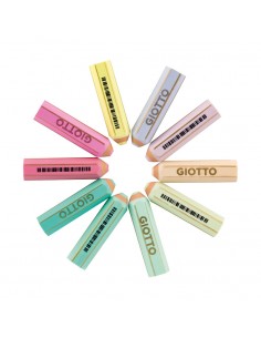 Giotto Happy Gomma Expositor de 40 Gomas de Borrar - Forma de Lapiz - Para Borrar Grafito - 10 Colores Pastel