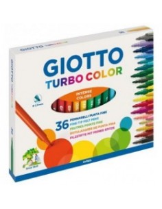 Giotto Turbo Color Pack de 36 Rotuladores - Punta Fina 2.8 mm. - Tinta al Agua - Lavable - Colores Surtidos