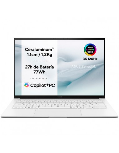 Asus ZenBook S14 OLED Portatil 14" Intel Core Ultra 9 386H - 32GB - 1TB SSD - Windows 11 Home 64-bit - Color Blanco - Teclado