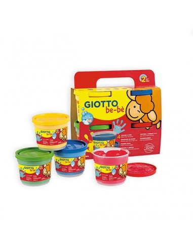 Giotto Bebe Pack de 4 Botes de Pintura para Dedos - 150ml - Facil Aplicacion - Colores Surtidos