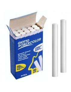 Giotto Robercolor Pack de 10 Tizas Redondas Blancas - Testadas Dermatologicamente - Compactas y Duraderas