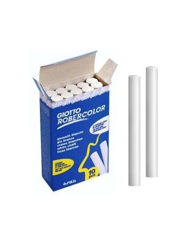 Giotto Robercolor Pack de 10 Tizas Redondas Blancas - Testadas Dermatologicamente - Compactas y Duraderas