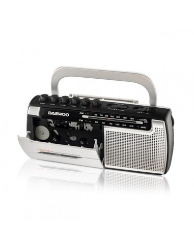 Daewoo Radio Grabadora Cassette AM FM - Alimentacion a Pilas - Jack 3.5mm - Microfono Integrado - Altavoz Integrado - Asa de
