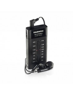 Daewoo Radio AM FM - Alimentacion a Pilas - Jack 3.5mm - Sintonizacion Manual - Auriculares Incluidos - 95x70x30mm - Color