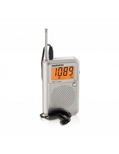 Daewoo Radio AM FM - Pantalla Digital - Jack 3.5mm - Antena Telescopica - Altavoz Integrado - Color Gris