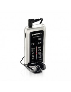 Daewoo Radio AM FM - Alimentacion a Pilas - Jack 3.5mm - Funcion Super Bass - Color Negro y Gris