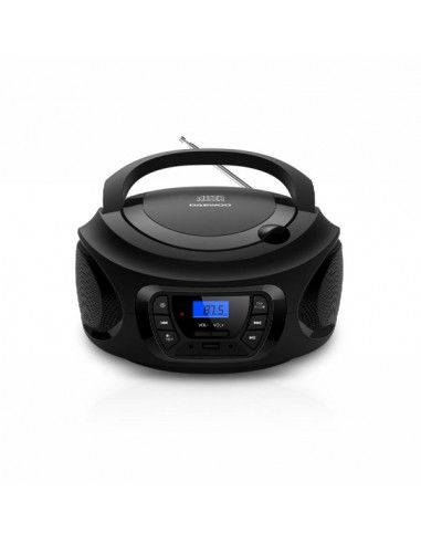 Daewoo Radio CD - USB - Jack 3.5mm - Bluetooth - Sintonizacion Automatica - Asa de Transporte - Pantalla LCD - Color Negro y