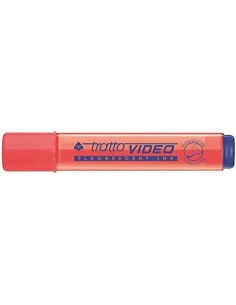 Tratto Video Marcador Fluorescente - Punta Biselada - Tinta Base de Agua - Secado Rapido - Color Rojo Fluorescente