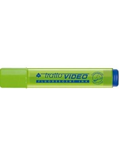Tratto Video Marcador Fluorescente - Punta Biselada - Tinta Base de Agua - Secado Rapido - Color Verde Lima Fluorescente