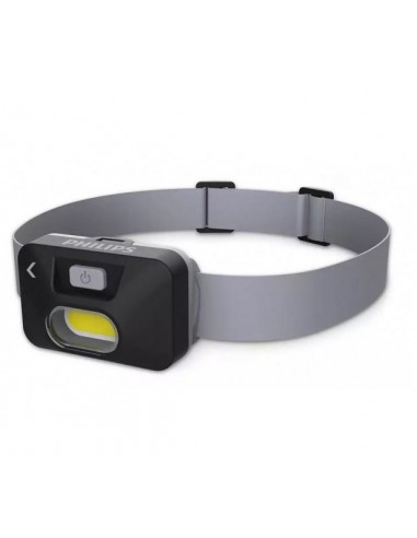 Philips Linterna Frontal LED - Cinta para la Cabeza - 130 Lumenes - Manos Libres - Color Negro y Gris