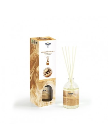 Prady Ambientador Mikado Cafe Frappe - Frasco de Cristal 100 ml y Varitas Difusoras