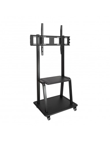 Tooq Soporte de Pantalla de Suelo con Ruedas 37"-100" - Bloqueo de Ruedas - Dos Estantes - Peso Max 150Kg - VESA 800X600mm -