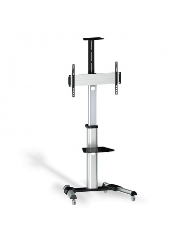 Aisens Soporte de Suelo Eco con Ruedas - Bandeja para DVD y Soporte de Camara (TV de 37 -70 ) - Color Plata